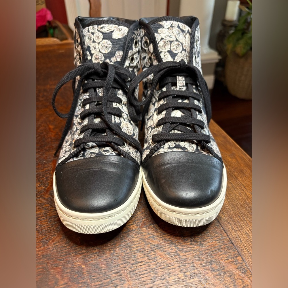 Lanvin Paris "Jewels" Diamond Print High Top Sneakers - Size 39 - Picture 3 of 12